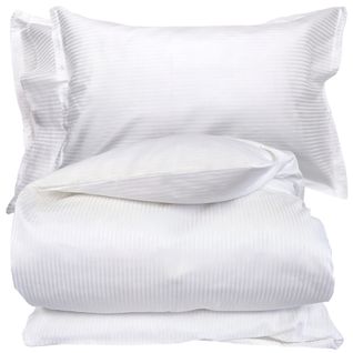 Parure De Lit 240x220 Cm 50x70 Cm Satin Grand Hôtel 3 Pièces Blanc