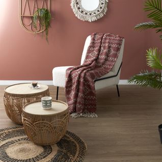 Plaid à Franges 120x150cm Collection Sun Motifs Ethnique Marron