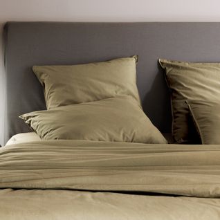 Drap Housse Palace Pur Coton Lavé 140x190 Cm Bonnet 35 Cm Uni Marron Camel