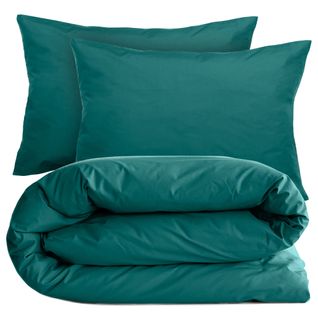 Parure De Lit 200x200 Cm Set 50x70 Cm Percale Manoir Vert Canard