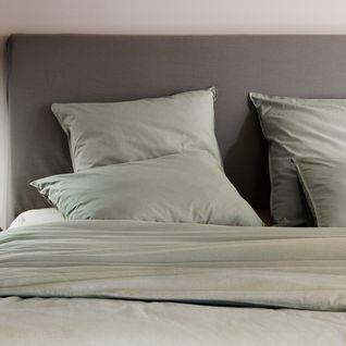 Drap Plat Palace Pur Coton Lavé 240x290 Cm Uni Vert Laurier