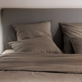 Drap Plat Palace Pur Coton Lavé 270x290 Cm Uni Marron Tabac