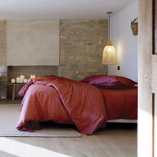 Drap Plat 240x300 Cm Percale De Coton Manoir Rose Pêche