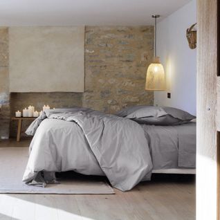 Drap Plat 240x300 Cm Percale De Coton Manoir Gris Acier