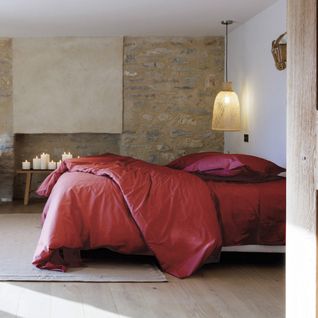 Drap Plat 240x300 Cm Percale De Coton Manoir Rouge Carmin