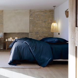 Drap Plat 240x300 Cm Percale De Coton Manoir Bleu Marine