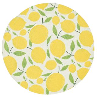 Lot De 2 Sets De Table En Polyester Rond 38 Cm Collection Limone Motifs Citrons Jaune