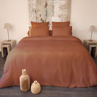 Drap Housse 180x200 Cm Gaze De Coton Cassis Rouge Terracotta