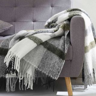 Plaid 130x180 Cm Iseo En Alpaga Vert Olive
