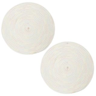 Lot De 2 Sets De Table Rond Tresse 34 Cm Collection Ko Lipe Beige
