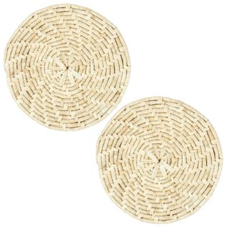 Lot De 2 Sets De Table Rond Tresse Maïs 34 Cm Collection Ko Lipe Beige Naturel