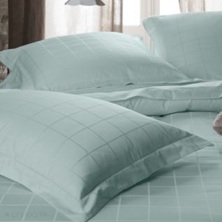 Drap Plat 240x300 Cm Satin Concerto à Carreaux Vert Lichen