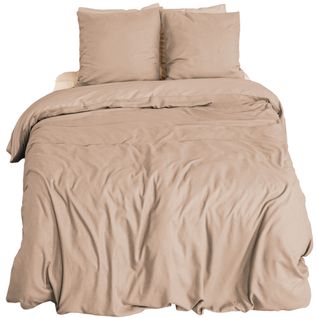 Parure De Lit 3 Pièces 240x220 Cm Microfibre Sensation Flanelle Rose