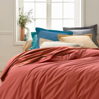 Drap Housse 200x200 Cm Bonnet 40 Cm Percale De Coton Passion Percale Rouge Acajou