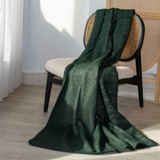 Plaid En Laine Mélangée 120x180 Cm Osloo Vert Sapin