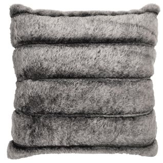 Coussin 40x40 Cm Fausse Fourrure à Rayures Collection Simon Gris