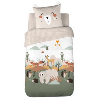 Parure De Lit Enfant Forest 140x200 Cm En Microfibre Beige 2 Pièces