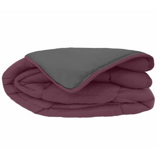 Couette Hiver 140x200 Cm Cocoon Bicolore Prune/gris Garnissage Fibre Polyester 400g/m2