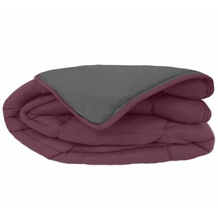 Couette Hiver 240x220 Cm Cocoon Bicolore Prune/gris Garnissage Fibre Polyester 400g/m2
