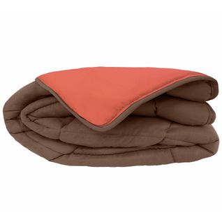Couette Hiver 200x200 Cm Cocoon Bicolore Chocolat/corail Garnissage Fibre Polyester 400g/m2