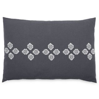 Housse De Coussin Pur Coton Teint Lavé 40x60 Cm Bandanas Noir Caviar