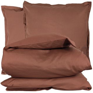 Parure 260x240 Cm 65x65 Cm Satin Grand Hôtel 3 Pièces Marron Cuir