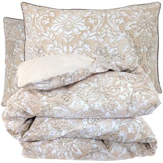 Parure De Lit 260x240 Cm 50x70 Cm Percale De Coton Palazzo Beige 3 Pièces