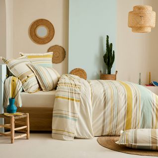 Drap Plat 280x310 Cm Coton Hugo Beige/moutarde