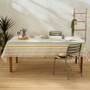 Nappe Ovale 170x240 Cm Coton Zoé Beige Moutarde