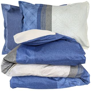 Parure De Lit 280x240 Cm 50x70 Cm En Satin De Coton Tiago Indigo