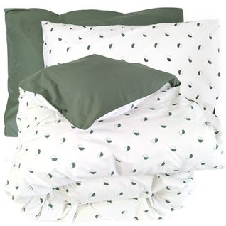 Parure De Lit 260x240 Cm 50x70 Cm Percale Coton Alex Vert Kaki 3 Pièces