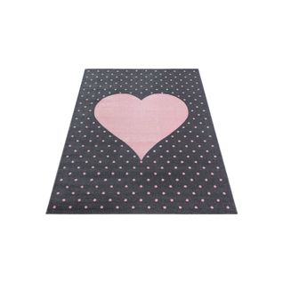 Tapis Rectangle Pour Enfant Doux Coeur Rose 160x230