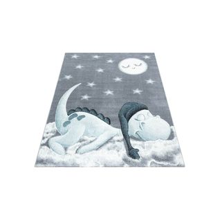 Tapis Bleu Pour Chambre D'enfant Rectangle Dino Bleu 160x230