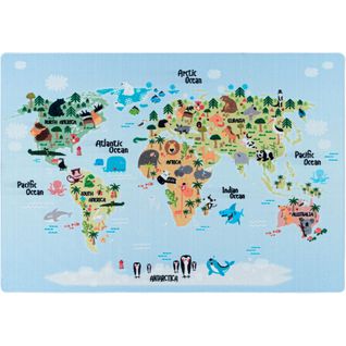 Tapis De Jeu Antidérapant Pour Fille Et Garçon World Bleu 160x230