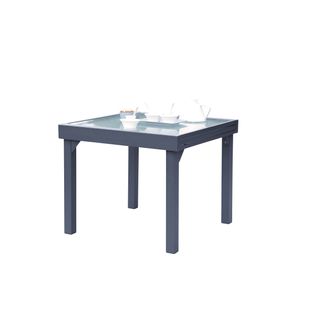Table Modulo 4/8 Personnes Structure Grise En Aluminium, Plateau En Verre Semi-transparent