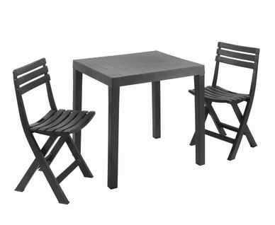 Ensemble De Balcon En Résine Recyclé Anthracite Club