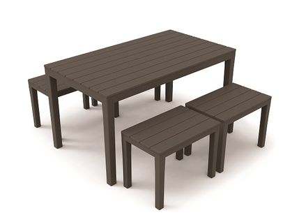 Ensemble Avec Banc X4 En Résine Recyclé Anthracite Samoa