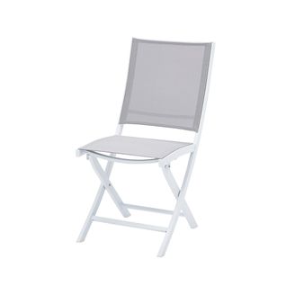Chaise Pliante White Star Structure En Aluminium Blanc, Assise Textilène Grise