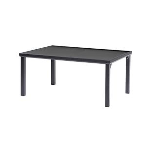 Table Blackedition 6 Places Structure En Aluminium Noire Et Verre Trempé Opaque