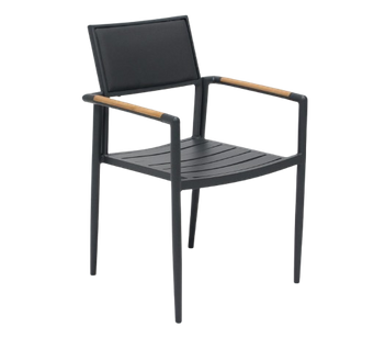 Fauteuil En Teck Massif, Aluminium Et Textilène Renforcé Anthracite Piana