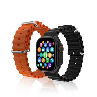 Montre Connectée Cadran Noir 2 Bracelets Silicone Noir Et Orange Inwatch I Black Iconic