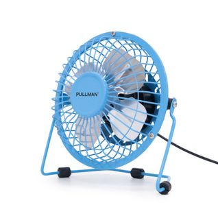 Pullman - Mini Ventilateur De Bureau USB - Portable, Léger, Orientable - En Métal Bleu
