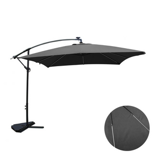 Solenzara - Parasol LED Carré Déporté 3x3 Gris En Aluminium