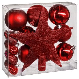 Kit De Décorations Pour Sapin De Noël - 18 Pièces - Rouge