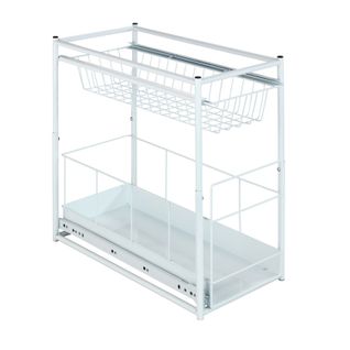 Rangement De Tiroir Coulissant Cuisine - 2 Niveaux - Blanc