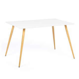 Table à Manger Scandinave Rectangle Sara 6 Personnes Blanche 120 Cm