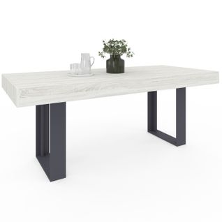 Table à Manger Rectangle Phoenix 8 Personnes Bois Gris 200 Cm