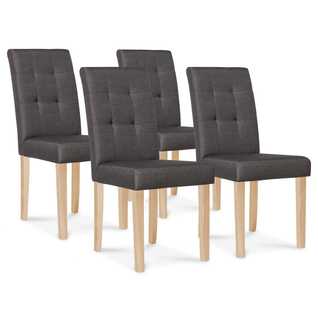 Lot De 4 Chaises Polga Capitonnées Gris Anthracite Pour Salle à Manger
