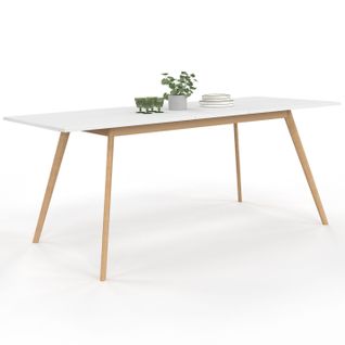 Table Scandinave Extensible Rectangle Inga 6-10 Personnes Blanche 160-200 Cm