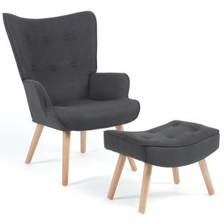 Fauteuil Scandinave Ivar Avec Repose Pieds Gris Anthracite